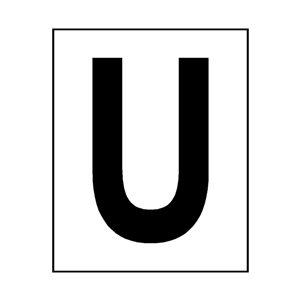 Letter U Sticker Black | Safety-Label.co.uk
