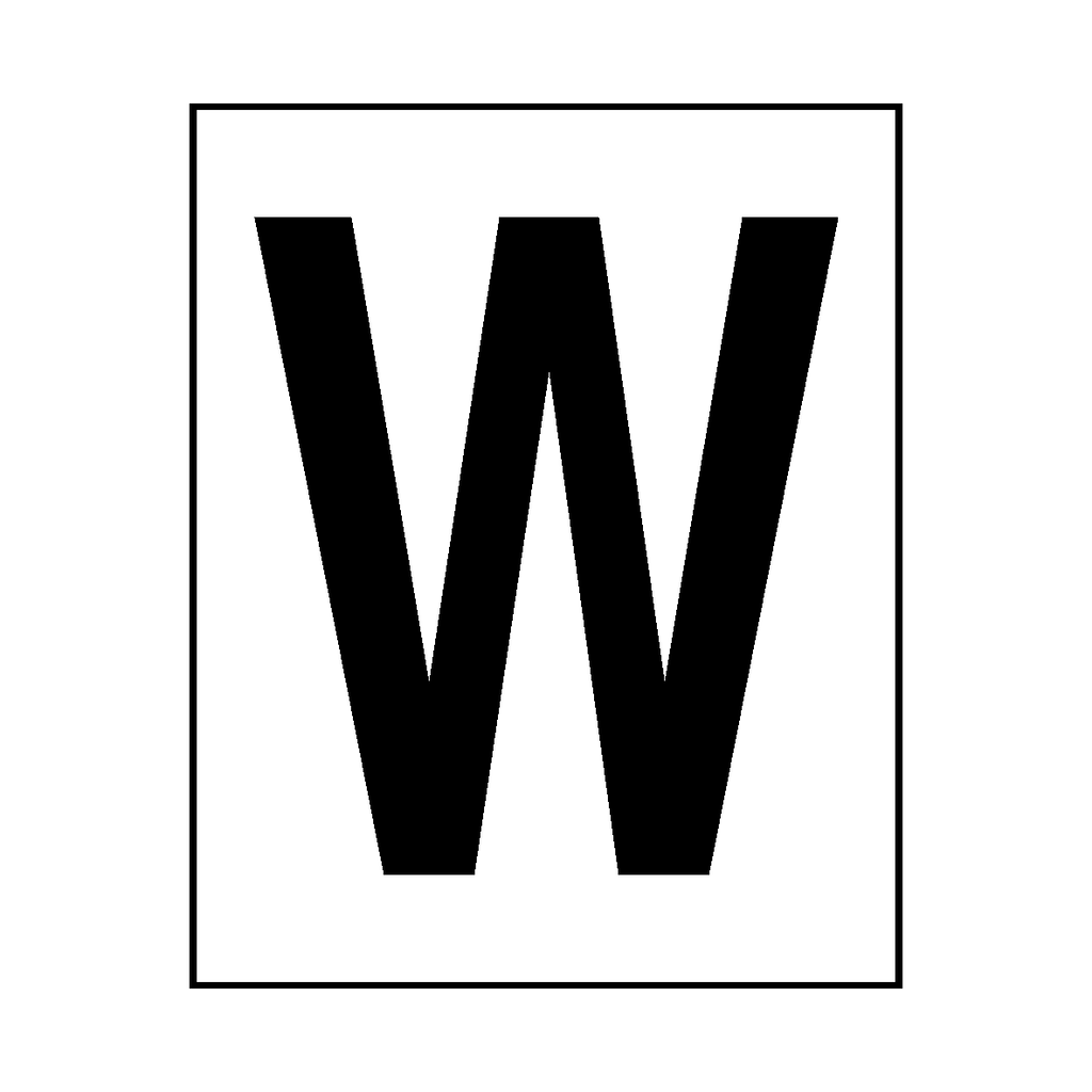 Letter W Sticker Black | Safety-Label.co.uk