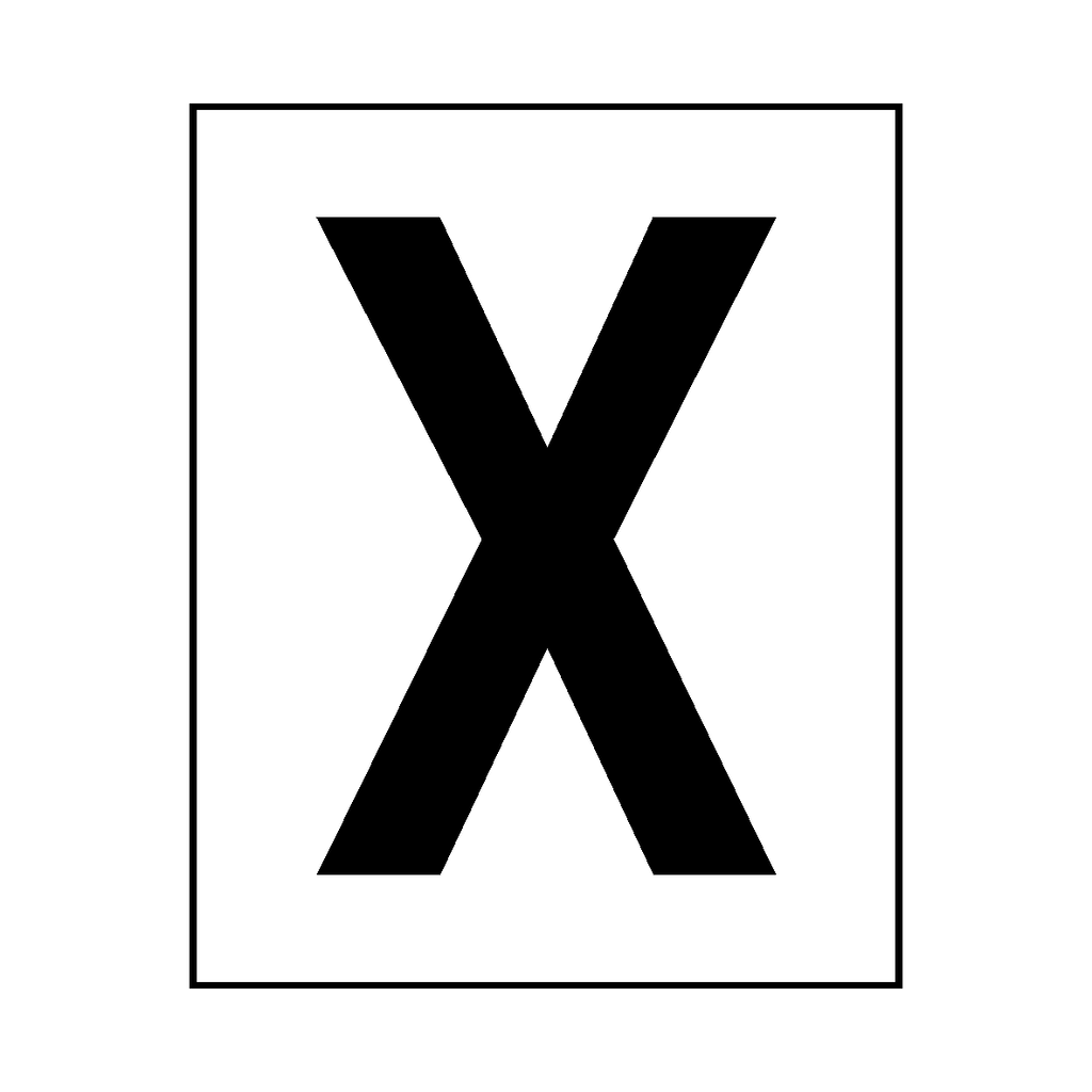 Letter X Sticker Black | Safety-Label.co.uk