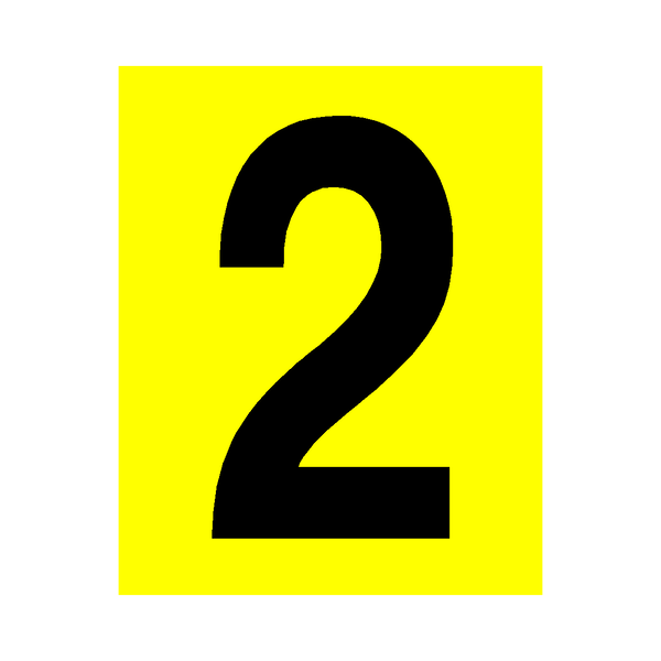 Yellow Number 2 Sticker | Safety-Label.co.uk