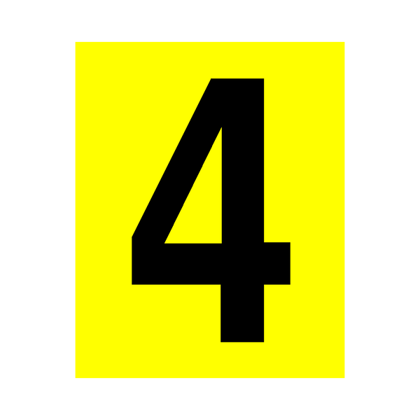 Yellow Number 4 Sticker | Safety-Label.co.uk
