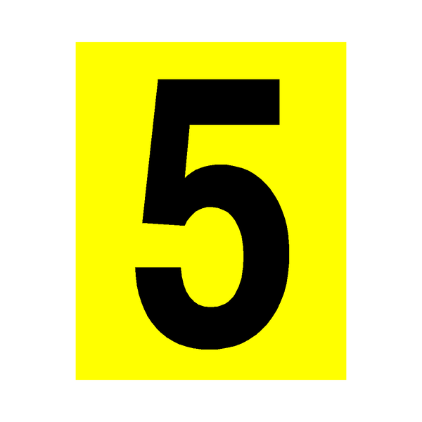 Yellow Number 5 Sticker | Safety-Label.co.uk