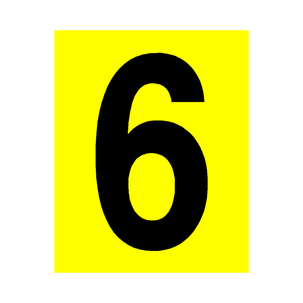 Yellow Number 6 Sticker SafetyLabel.co.uk
