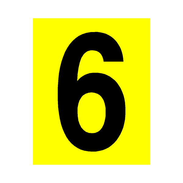 Yellow Number 6 Sticker | Safety-Label.co.uk