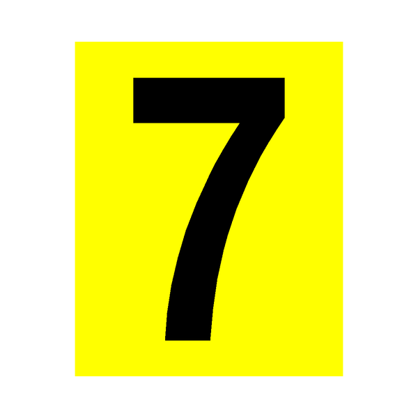 Yellow Number 7 Sticker | Safety-Label.co.uk