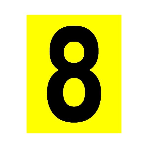 Yellow Number 8 Sticker | Safety-Label.co.uk