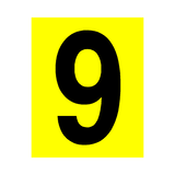 Yellow Number 9 Sticker | Safety-Label.co.uk