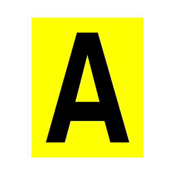 Yellow Letter A Sticker | Safety-Label.co.uk
