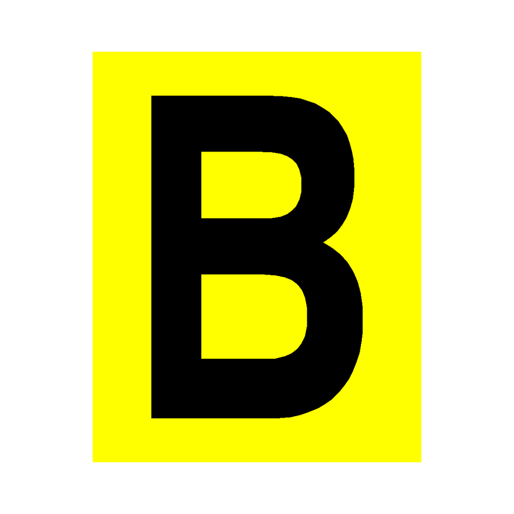 Yellow Letter B Sticker | Safety-Label.co.uk