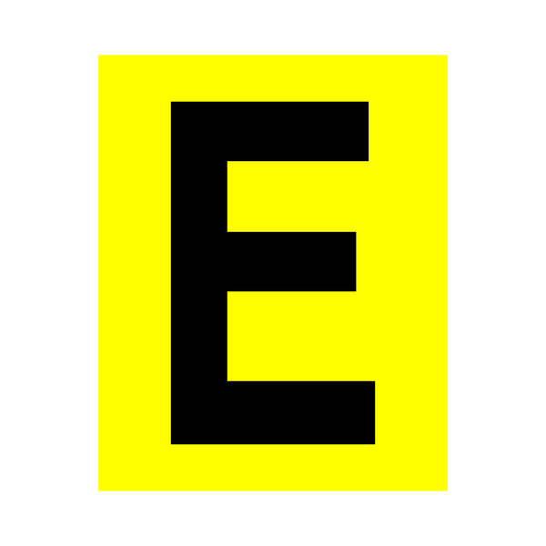 Yellow Letter E Sticker | Safety-Label.co.uk