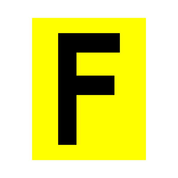 Yellow Letter F Sticker | Safety-Label.co.uk