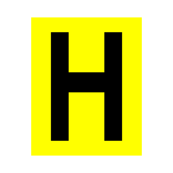 Yellow Letter H Sticker | Safety-Label.co.uk