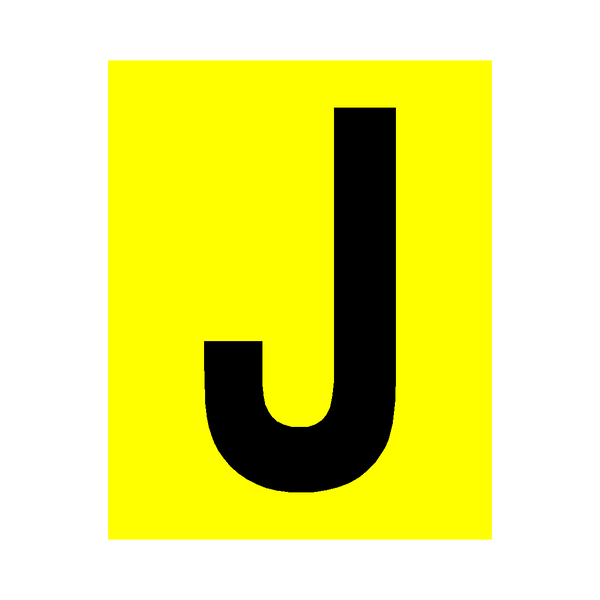 Yellow Letter J Sticker | Safety-Label.co.uk