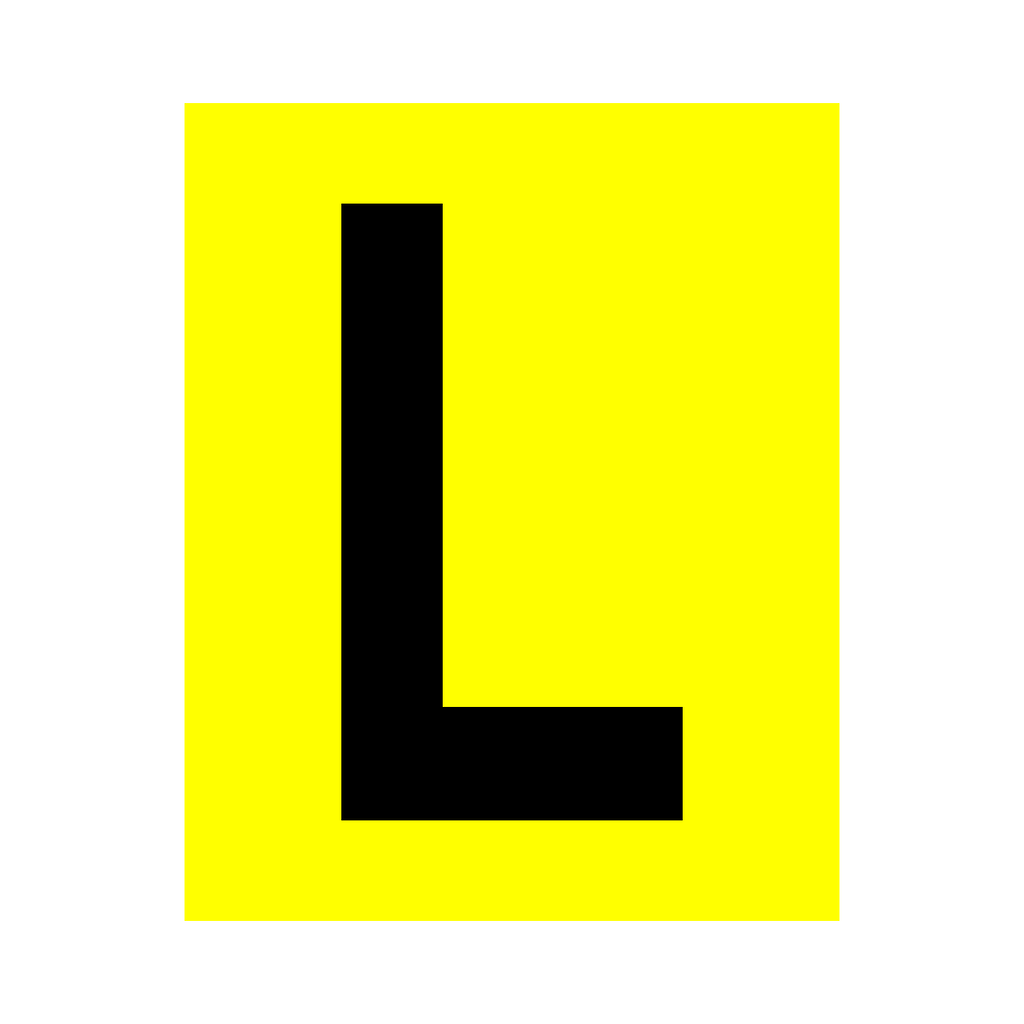 Yellow Letter L Sticker | Safety-Label.co.uk