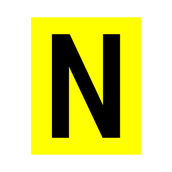 Yellow Letter N Sticker | Safety-Label.co.uk