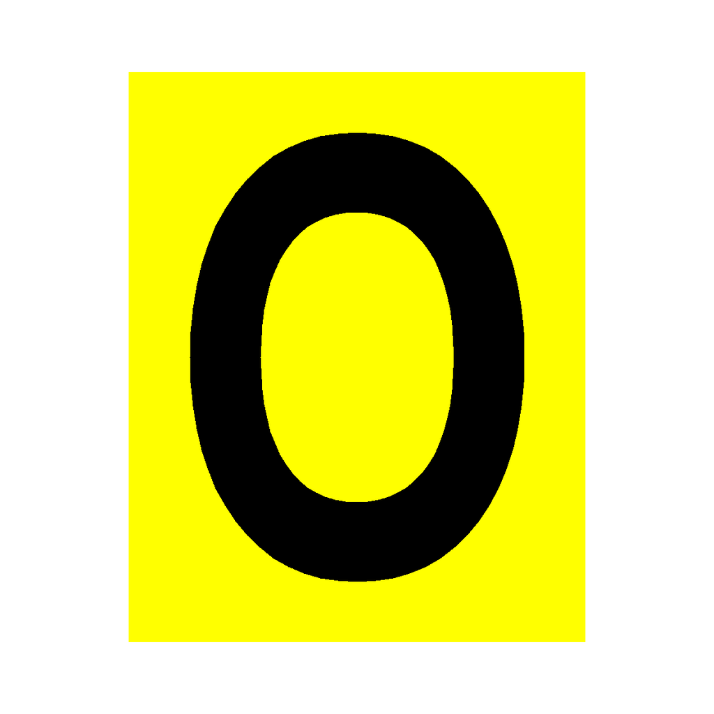 Yellow Letter O Sticker | Safety-Label.co.uk