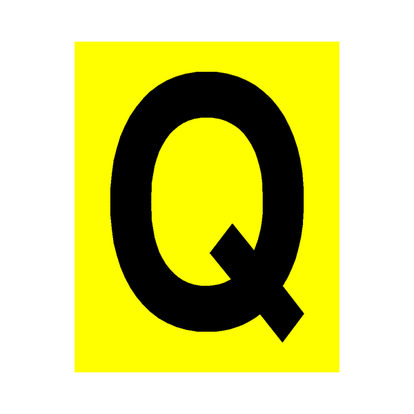 Yellow Letter Q Sticker | Safety-Label.co.uk