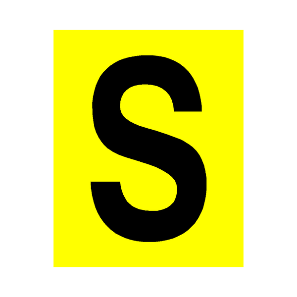 Yellow Letter S Sticker | Safety-Label.co.uk