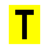 Yellow Letter T Sticker | Safety-Label.co.uk
