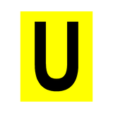 Yellow Letter U Sticker | Safety-Label.co.uk