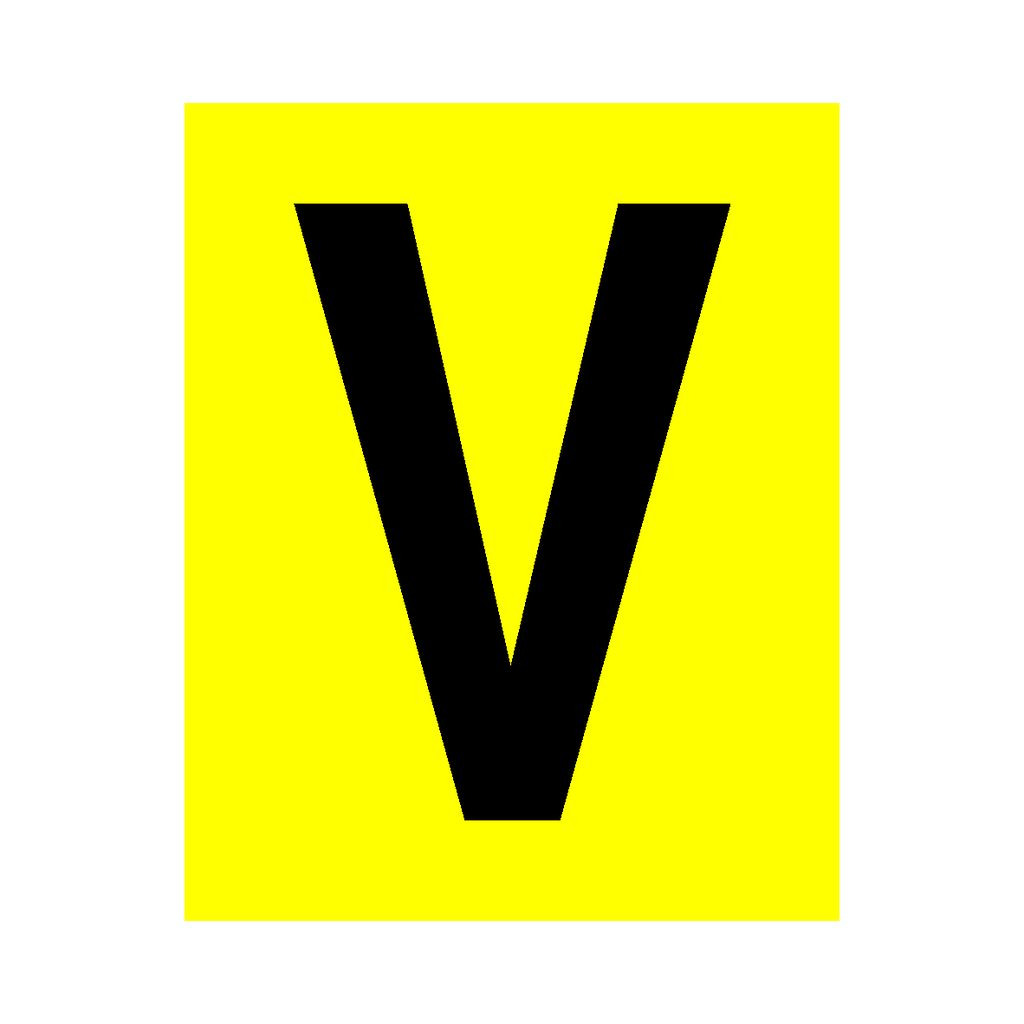 Yellow Letter V Sticker | Safety-Label.co.uk