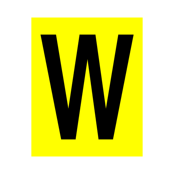 Yellow Letter W Sticker