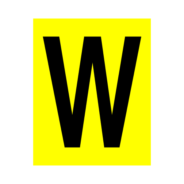 Yellow Letter W Sticker | Safety-Label.co.uk