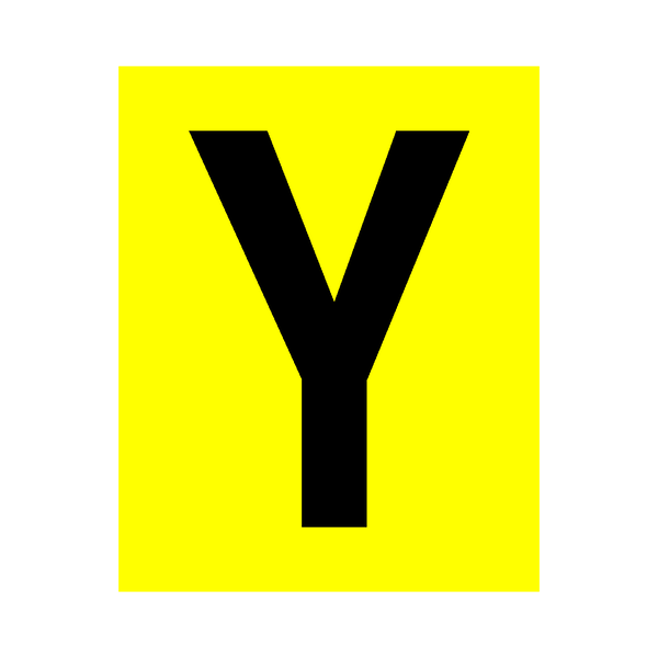 Yellow Letter Y Sticker | Safety-Label.co.uk