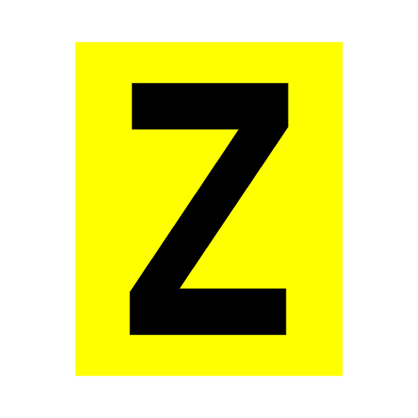 Yellow Letter Z Sticker | Safety-Label.co.uk