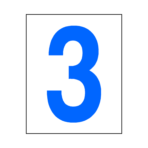 Number 3 Sticker Blue