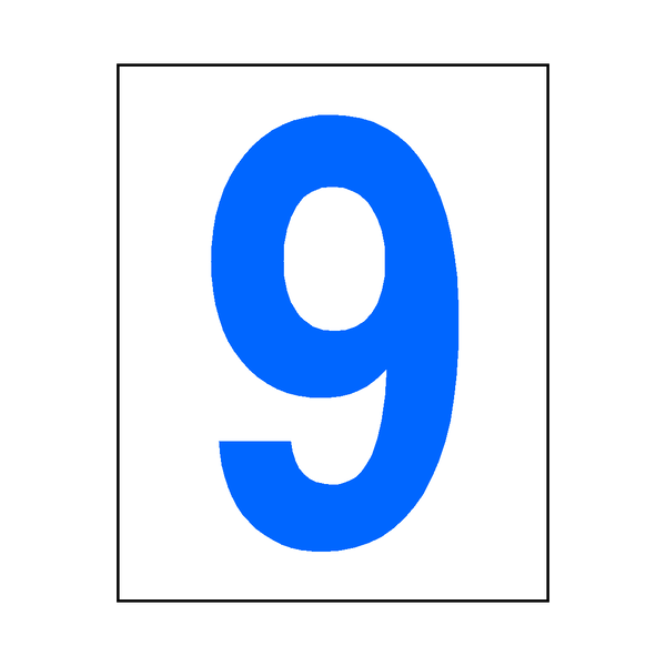 Number 9 Sticker Blue | Safety-Label.co.uk