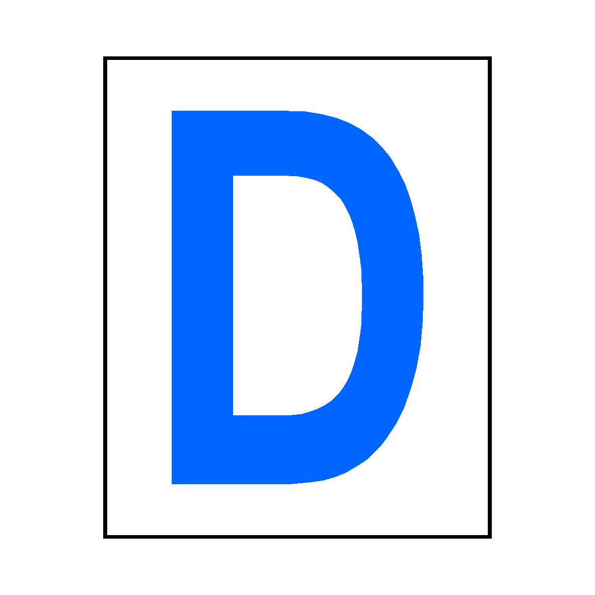 Letter D Sticker Blue | Safety-Label.co.uk