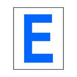 Letter E Sticker Blue | Safety-Label.co.uk