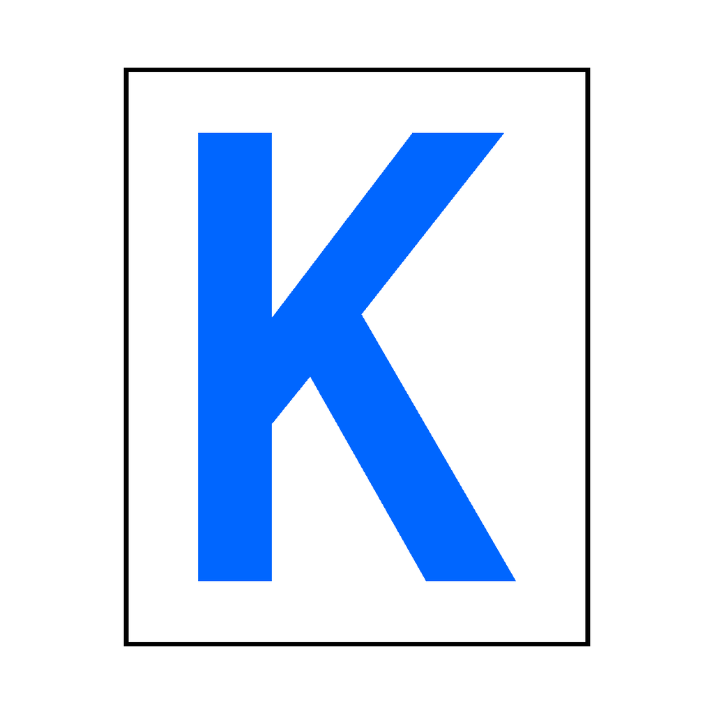 Letter K Sticker Blue | Safety-Label.co.uk