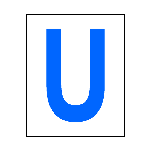 Letter U Sticker Blue | Safety-Label.co.uk