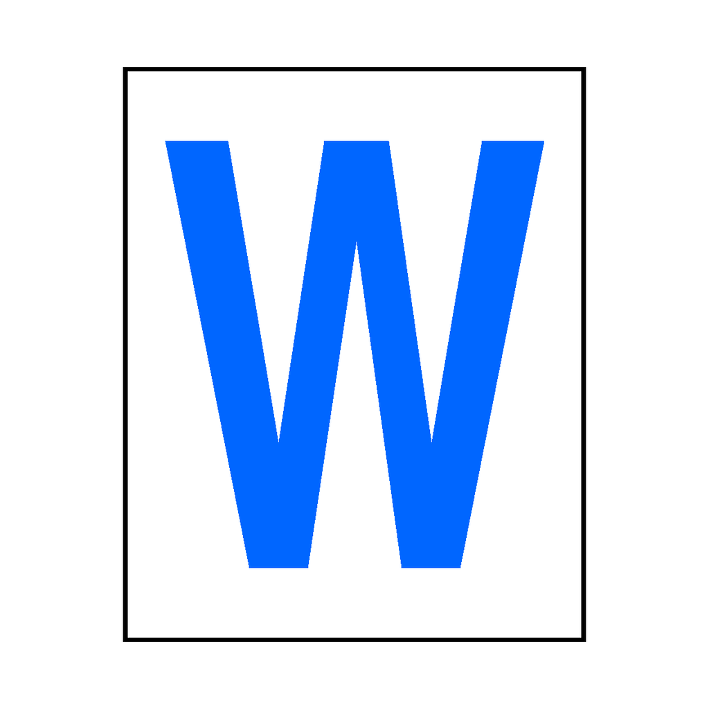 Letter W Sticker Blue | Safety-Label.co.uk