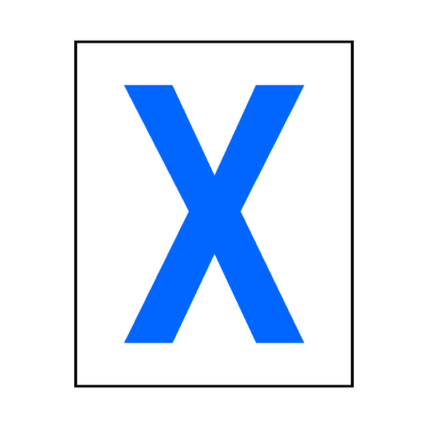 Letter X Sticker Blue | Safety-Label.co.uk