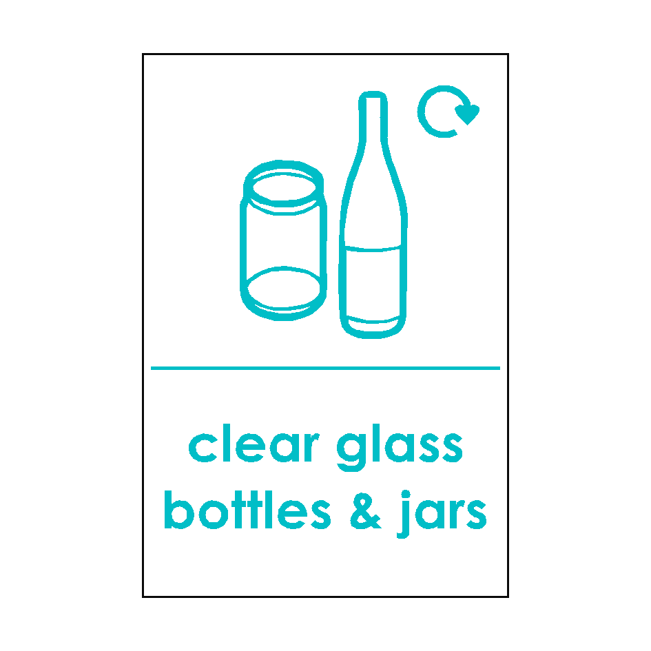 Clear Glass Waste Sticker | Safety-Label.co.uk