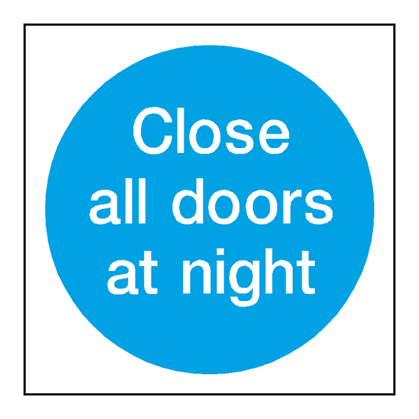 Close All Doors At Night Sticker | Safety-Label.co.uk