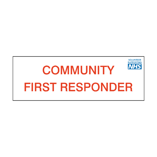 Community First Responder NHS Sticker | Safety-Label.co.uk