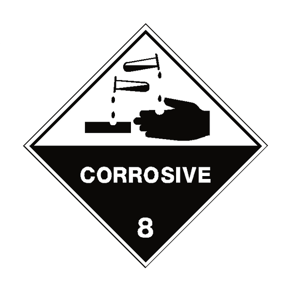 Corrosive 8 Label | Safety-Label.co.uk