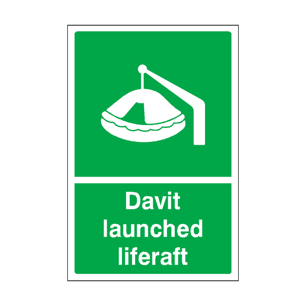 Davit Launched Liferaft Sticker | Safety-Label.co.uk