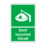 Davit Launched Liferaft Sign | Safety-Label.co.uk