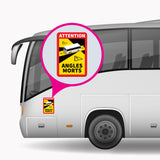 Blind Spot Angles Morts Coach / Bus Sticker - Safety-label.co.uk