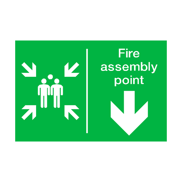 Fire Assembly Point Arrow Down Sticker | Safety-Label.co.uk