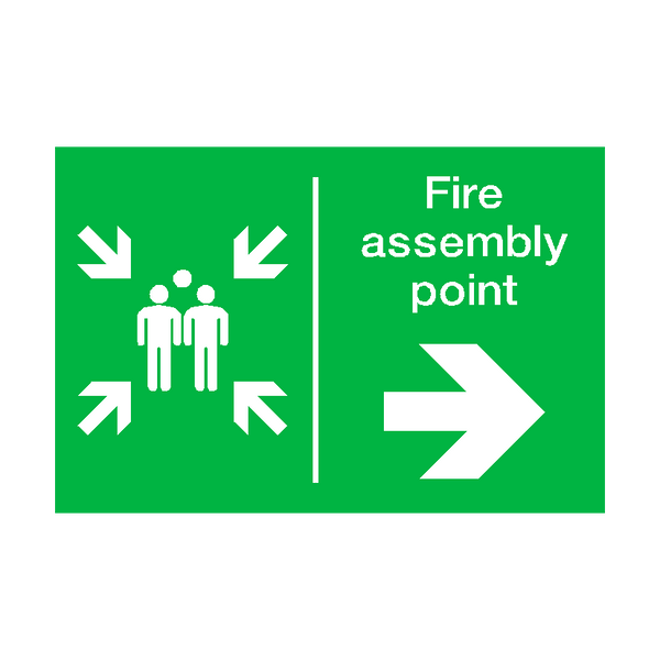 Fire Assembly Point Arrow Right Sticker | Safety-Label.co.uk