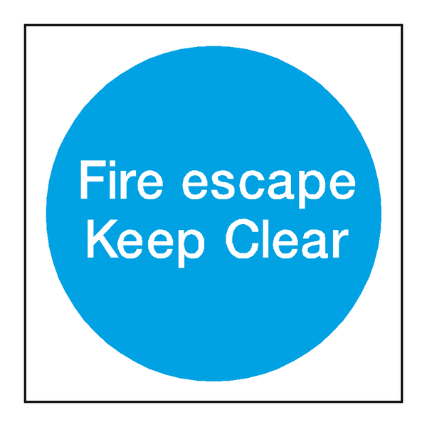 Fire Escape Keep Clear Sticker | Safety-Label.co.uk