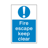 Fire Escape Keep Clear Sign | Safety-Label.co.uk