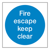 Fire Escape Keep Clear Sticker | Safety-Label.co.uk