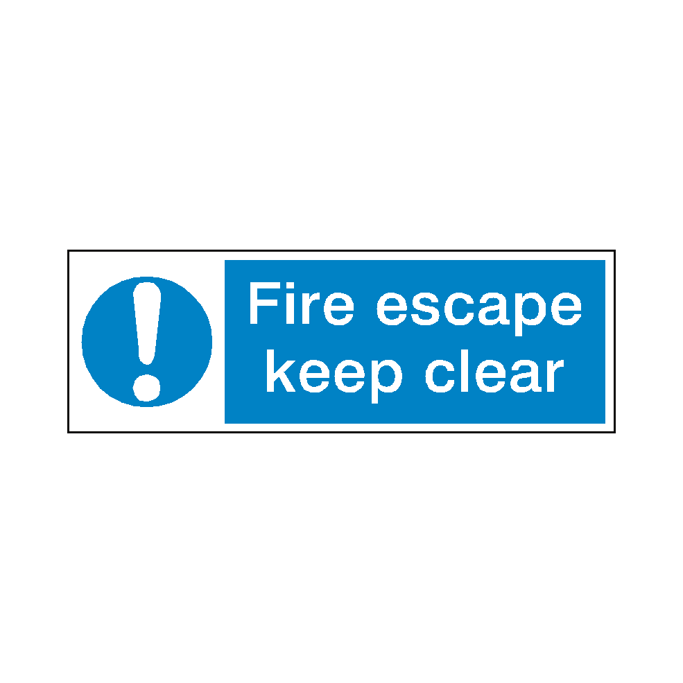 Fire Escape Keep Clear Safety Sign SafetyLabel.co.uk